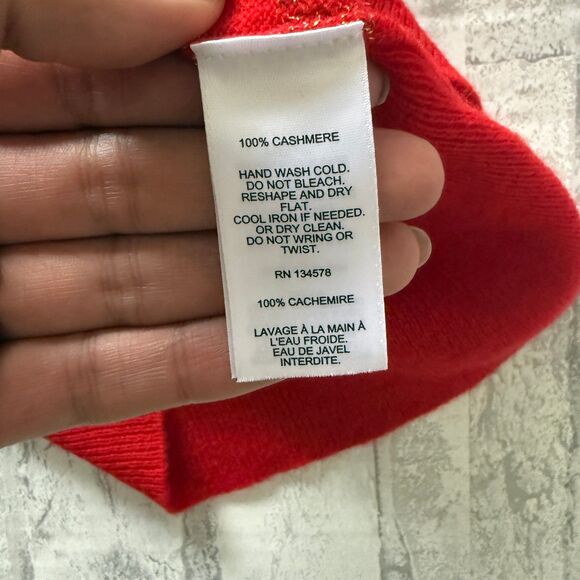 Vineyard Vines 100% Cashmere Red Velvet Shine Stripe Polo Women’s Pullover XXS - Picture 6 of 11